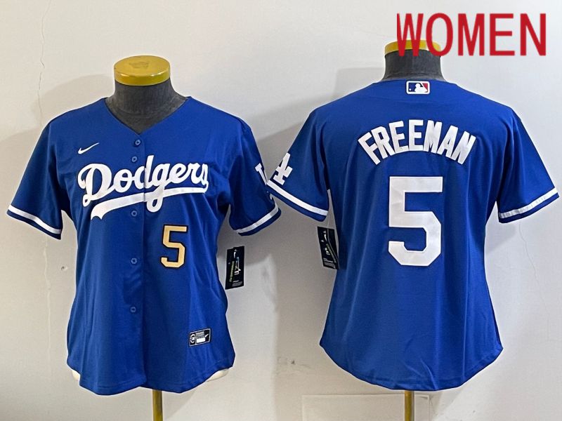 Women Los Angeles Dodgers #5 Freeman Blue Game 2024 Nike MLB Jersey style 1120